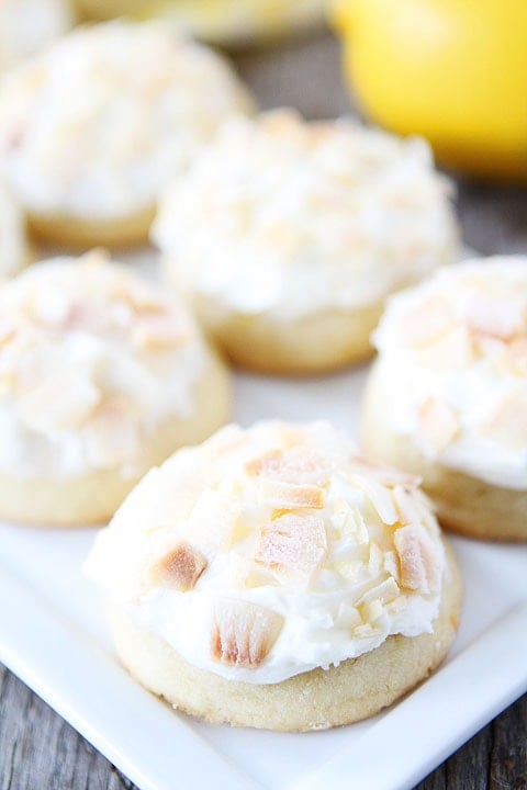 Lemon Cookies with Toasted Coconut Frosting Recipe on twopeasandtheirpod.com Love these delightful cookies!