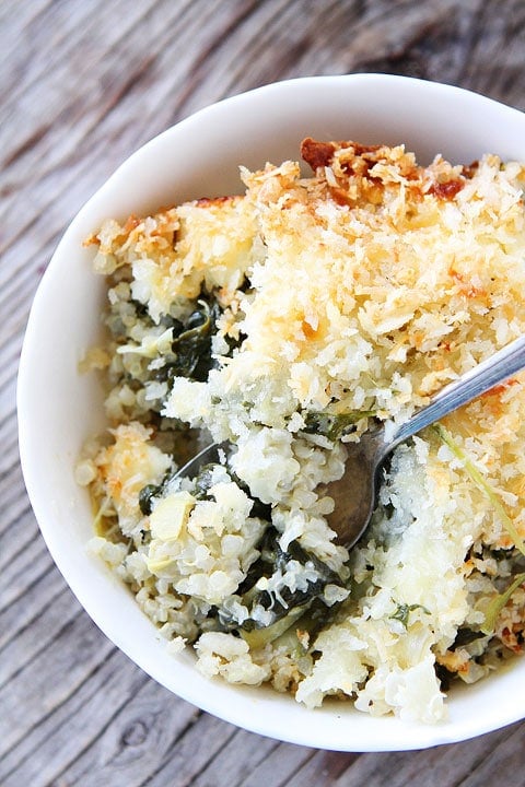 Spinach and Artichoke Quinoa Bake Recipe on twopeasandtheirpod.com