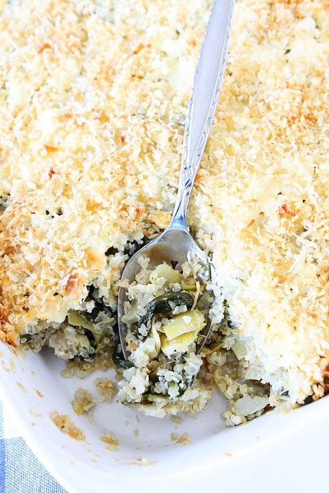 Spinach and Artichoke Quinoa Bake Recipe on twopeasandtheirpod.com A great weeknight meal!