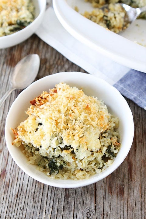 Spinach and Artichoke Quinoa Bake Recipe on twopeasandtheirpod.com Love this quinoa bake!