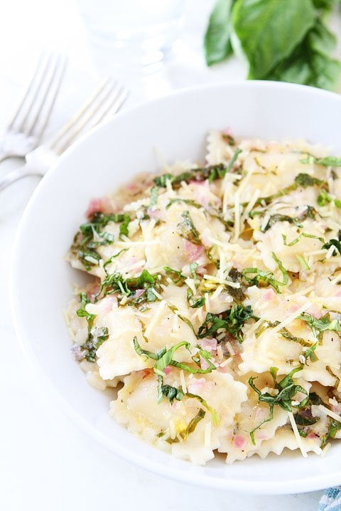 Basil Ravioli Recipe with Creamy Shallot Sauce