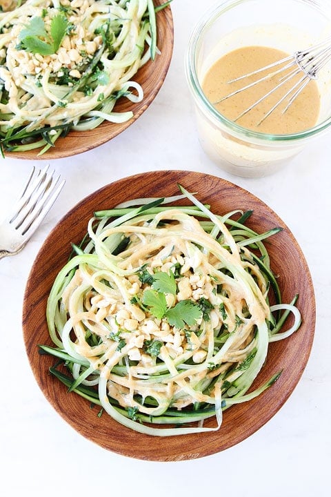 Cucumber Noodles with Peanut Sauce This healthy gluten-free vegan noodle dish is light and refreshing