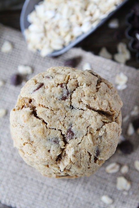 Whole Wheat Toasted Oatmeal Chocolate Chip Cookies Recipe on twopeasandtheirpod.com. Love this healthier cookie recipe! 