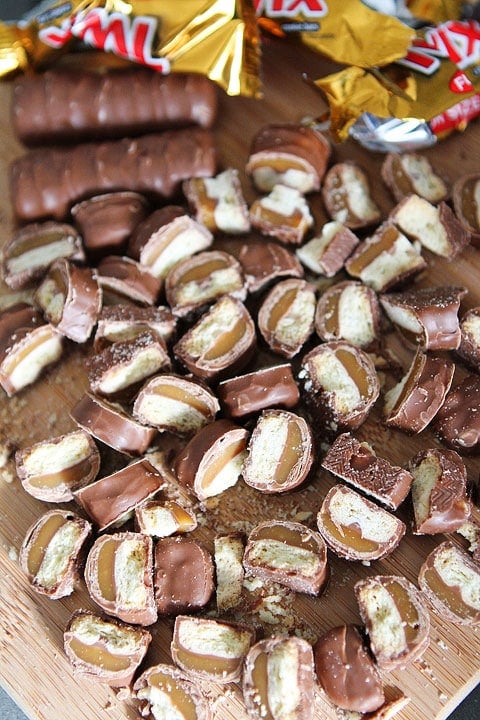Twix Caramel Cookie Bars Recipe on twopeasandtheirpod.com. #recipe #dessert