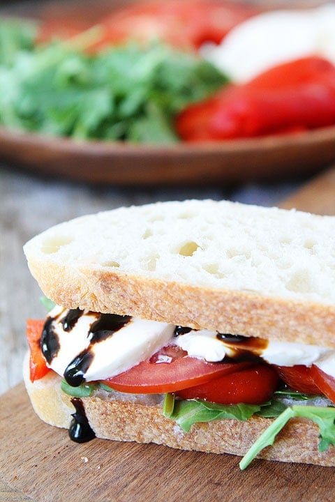 Roasted Red Pepper, Arugula, and Mozzarella Sandwich Recipe