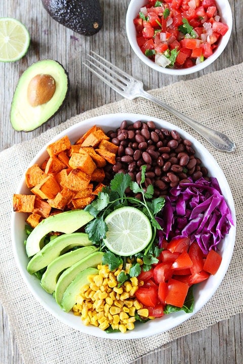 Sweet Potato and Black Bean Mexican Salad Recipe on twopeasandtheirpod.com. This healthy salad is a favorite at our house! #glutenfree #vegan #salad