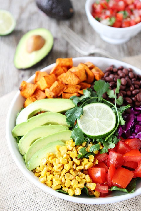 Sweet Potato and Black Bean Mexican Salad Recipe on twopeasandtheirpod.com. This quick and easy salad is one of our favorite meals! #recipe #salad