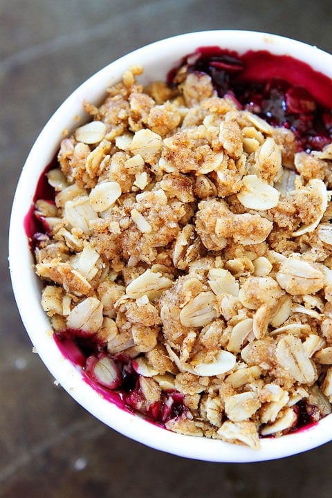 Rhubarb Berry Crisp Recipe  An easy dessert that is perfect for summertime!