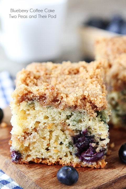 Lemon Blueberry Coffee Cake on Cutting Board