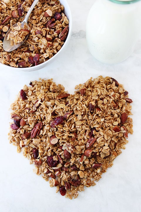 Brown Butter Maple Granola Recipe on twopeasandtheirpod.com. The BEST granola recipe! Great for breakfast or snacking! #granola