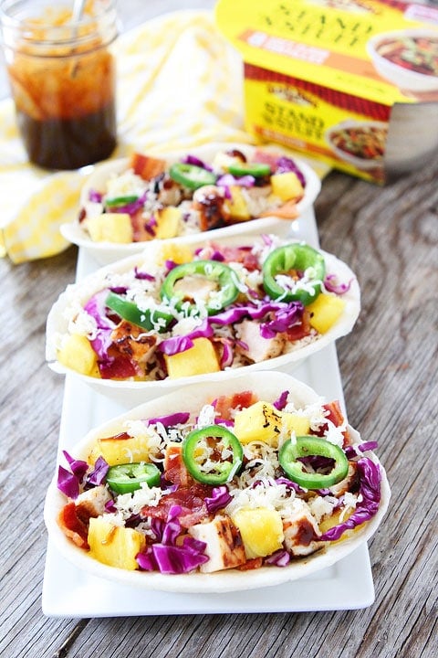 Grilled BBQ Chicken and Pineapple Tacos Recipe on twopeasandtheirpod.com. The perfect taco for grilling season! #grilling #summer