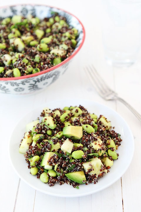 Quinoa Salad with Edamame, Cucumber and Avocado Recipe on twopeasandtheirpod.com Love this gorgeous and healthy salad! #glutenfree #vegan #salad