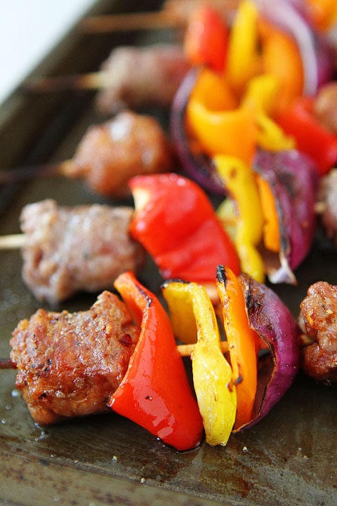 Sausage and Pepper Skewers Recipe