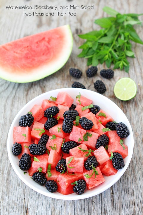 watermelon mint salad with blackberries