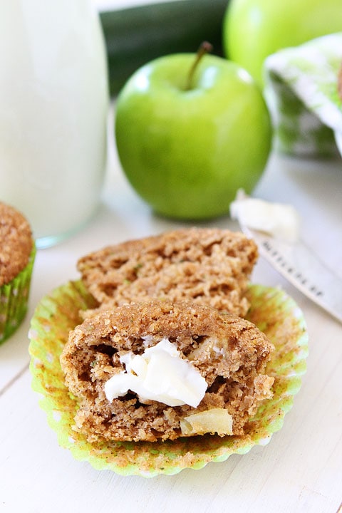 Warm Zucchini muffins with butter