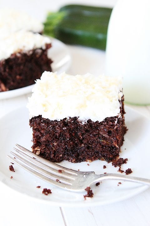 Chocolate Zucchini Coconut Cake Recipe on plate