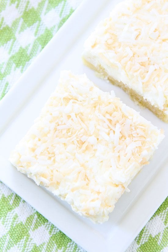 Coconut Lime Sugar Cookie Bars Recipe on twopeasandtheirpod.com Love these easy cookie bars! #cookies