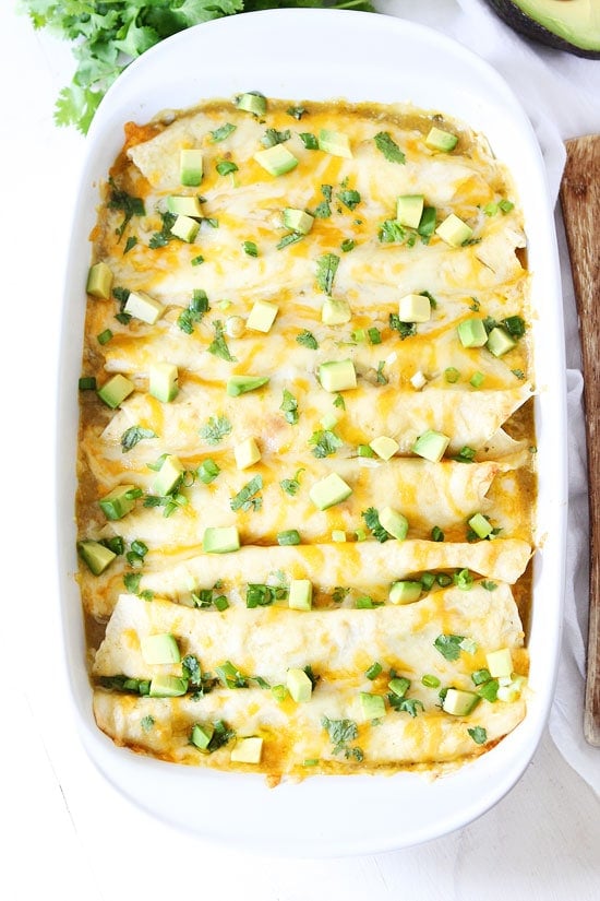 creamy spinach and cheese green chile enchiladas