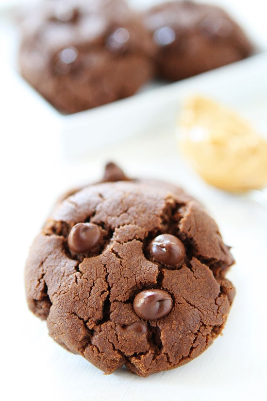 Gluten free Chocolate Peanut Butter Cookie with chocolate chips on top 