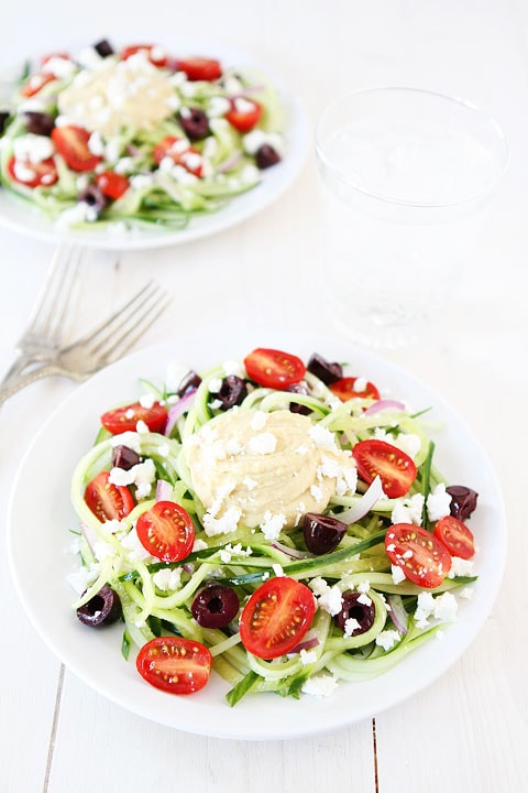 Greek Cucumber Noodles Recipe on twopeasandtheirpod.com Love this fresh and healthy dish! #glutenfree #vegetarian