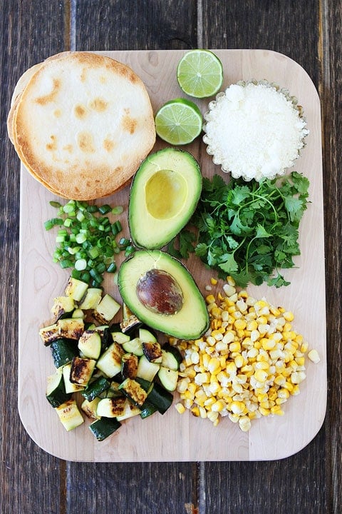 Grilled Zucchini and Corn Tostadas Recipe on twopeasandtheirpod.com 