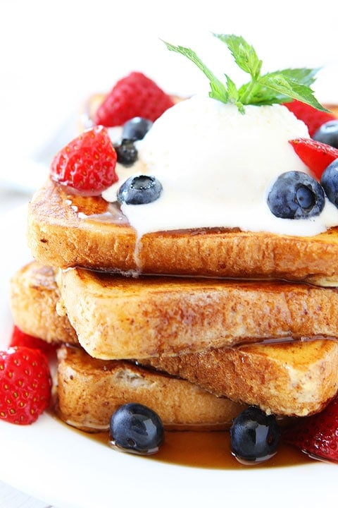 Ice Cream French Toast Recipe on twopeasandtheirpod.com Ice cream is the secret to making the BEST French toast! #breakfast #frenchtoast