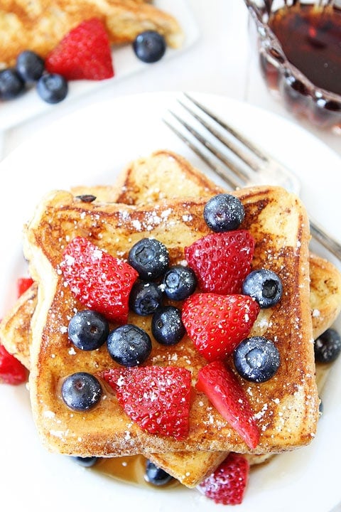 Ice Cream French Toast Recipe on twopeasandtheirpod.com Our favorite French toast recipe! Ice cream is the secret ingredient!