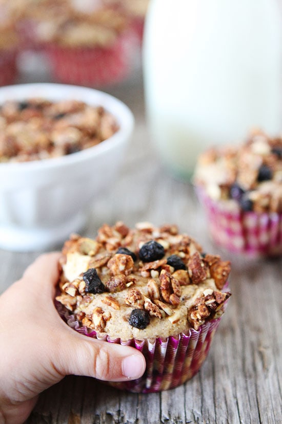 Mixed Berry Granola Muffins Recipe on twopeasandtheirpod.com 