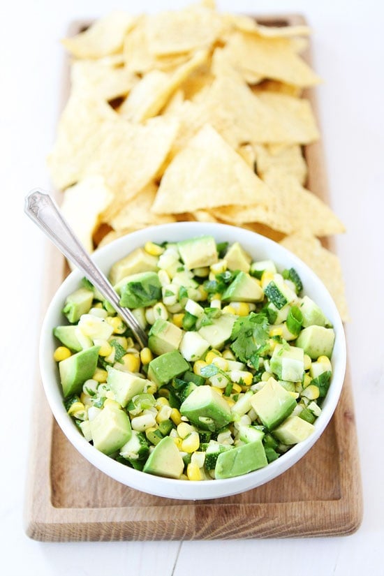 Zucchini, Corn, and Avocado Salsa Recipe on twopeasandtheirpod.com My favorite summer salsa! #zucchini #glutenfree #vegan