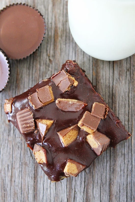 Chocolate Peanut Butter Brownies made with Peanut Butter Cups