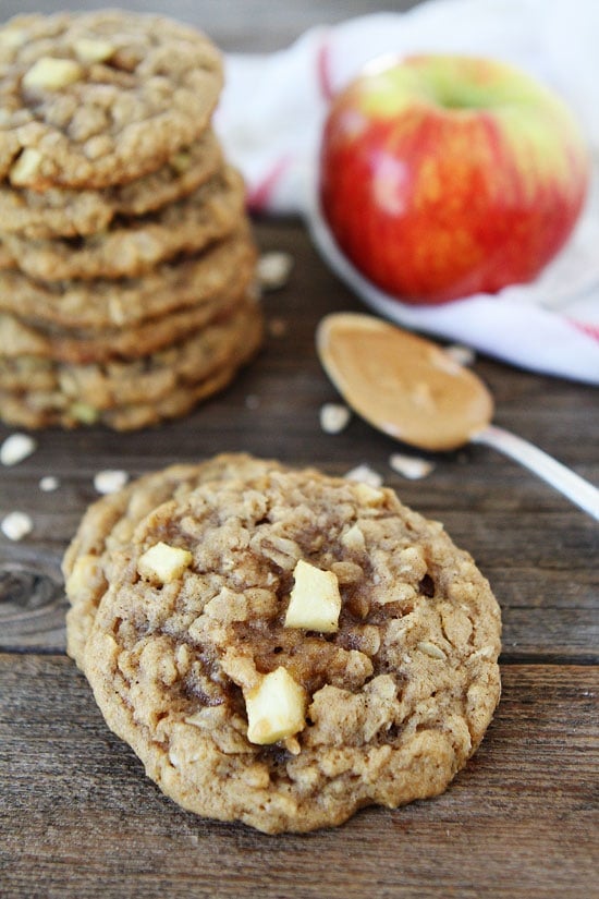 Peanut Butter Apple Oatmeal Cookies Recipe on twopeasandtheirpod.com