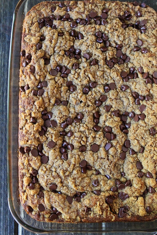 Pumpkin Chocolate Chip Streusel Cake Recipe on twopeasandtheirpod.com 