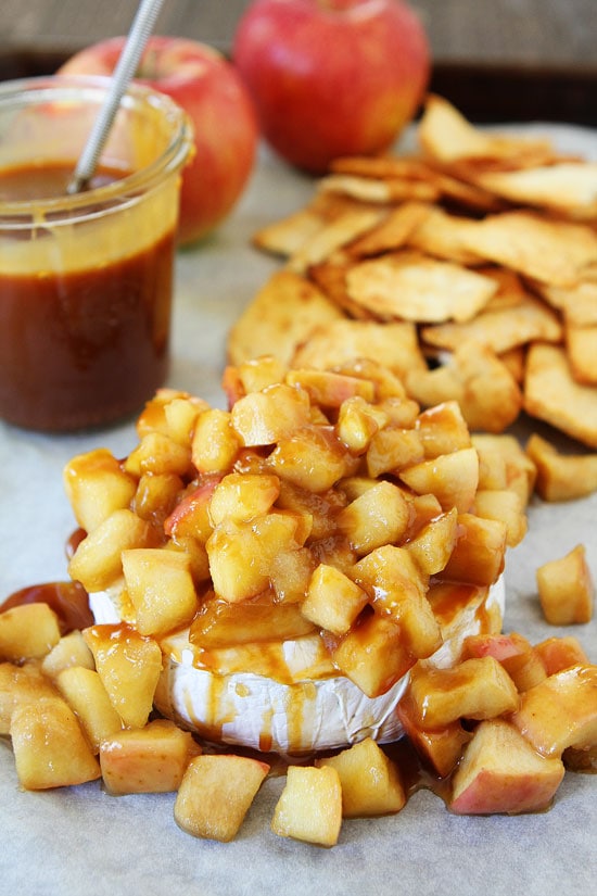 Baked Brie with Apples and Salted Caramel Recipe on twopeasandtheirpod.com 