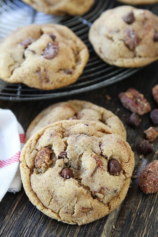 Candied Pecan Chocolate Chip Cookies Recipe on twopeasandtheirpod.com