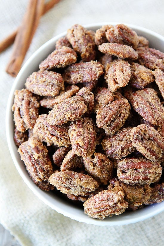 Cinnamon Candied Pecans Recipe on twopeasandtheirpod.com