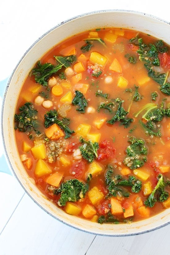 Fall Vegetable Quinoa Soup Recipe on twopeasandtheirpod.com