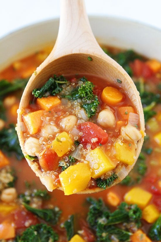 Fall Vegetable Quinoa Soup Recipe on twopeasandtheirpod.com