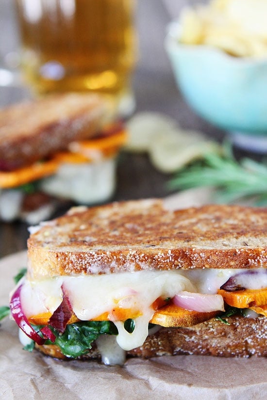 Sweet Potato and Kale Grilled Cheese Recipe on twopeasandtheirpod.com 