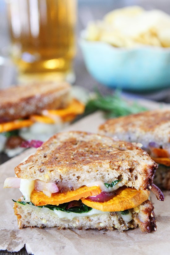 Sweet Potato and Kale Grilled Cheese Recipe on twopeasandtheirpod.com 