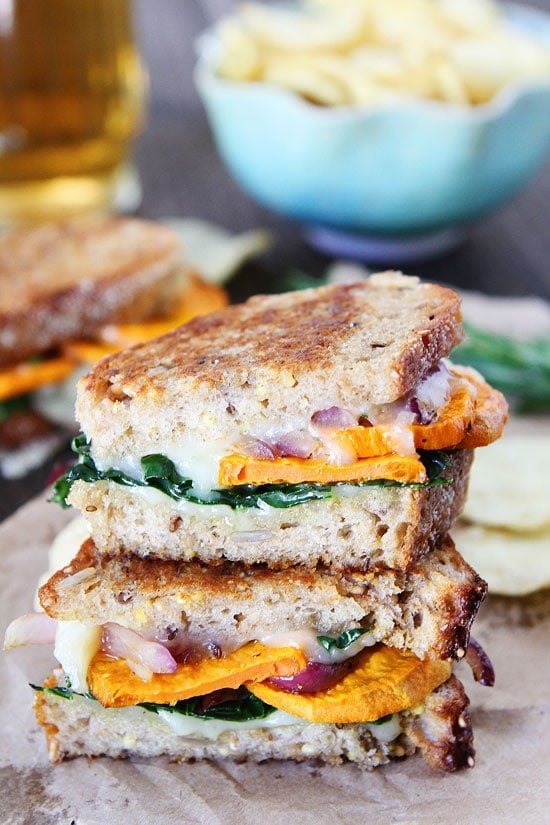 Sweet Potato and Kale Grilled Cheese Recipe on twopeasandtheirpod.com 