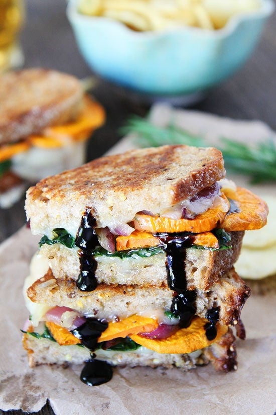 Sweet Potato and Kale Grilled Cheese Recipe on twopeasandtheirpod.com 