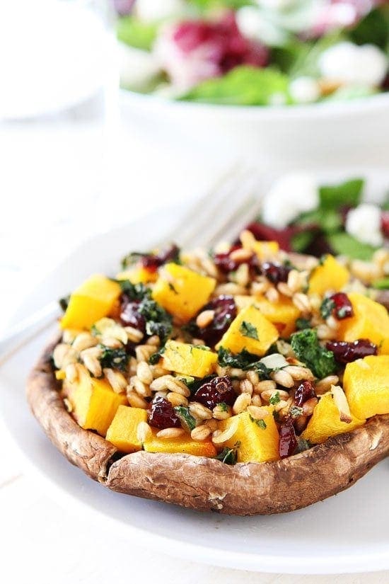 Stuffed Portobello Mushrooms with Farro, Butternut Squash and Kale Image