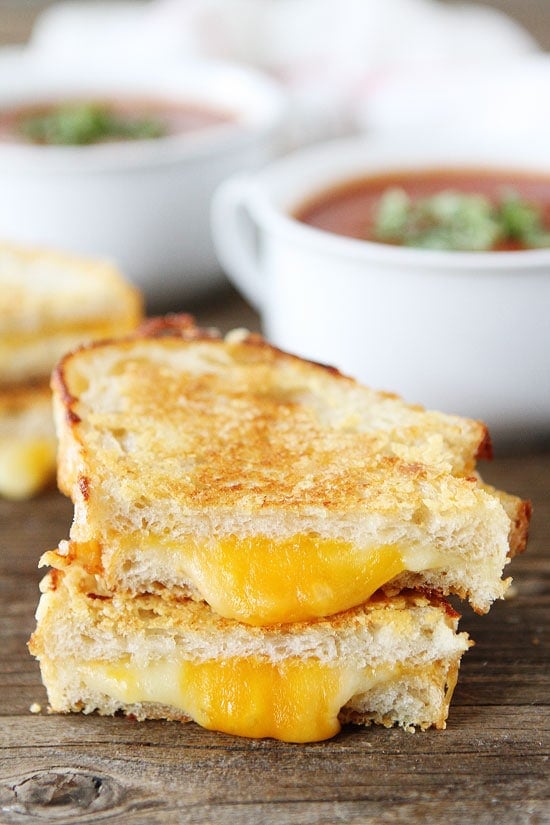 Three Cheese Grilled Cheese Recipe on twopeasandtheirpod.com 