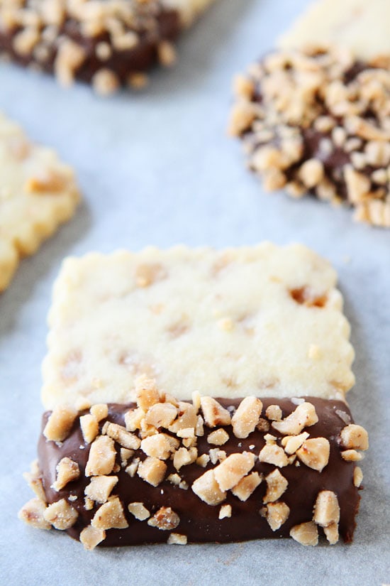 Chocolate Dipped Toffee Shortbread Recipe