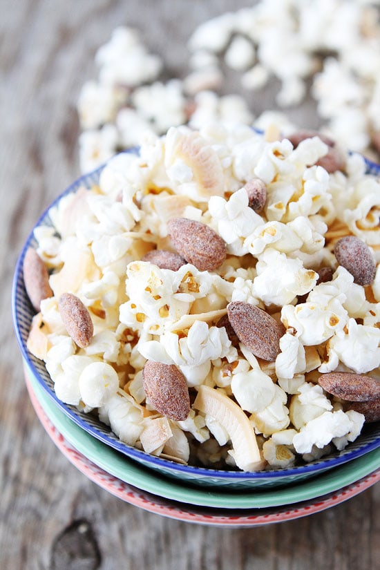 Toasted Coconut Kettle Corn Recipe on twopeasandtheirpod.com 