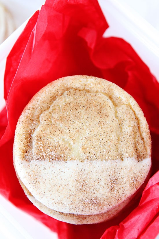 White Chocolate Dipped Snickerdoodles Recipe on twopeasandtheirpod.com