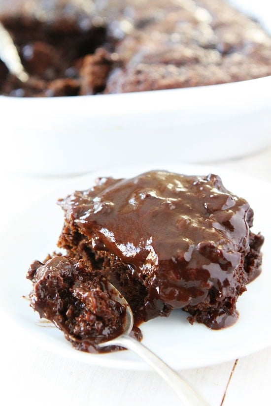 Chocolate Pudding Cake Recipe on twopeasandtheirpod.com 