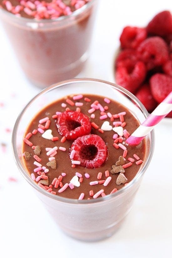 receita de Smoothie de framboesa de Chocolate 