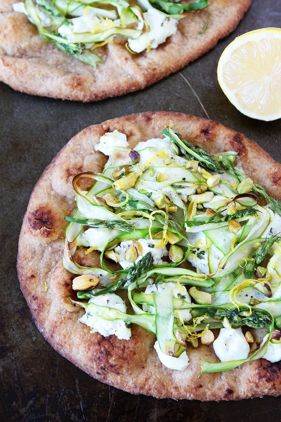 Asparagus, Goat Cheese, and Pistachio Flatbread Recipe