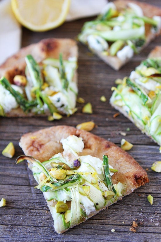 Asparagus, Goat Cheese, and Pistachio Flatbread Recipe